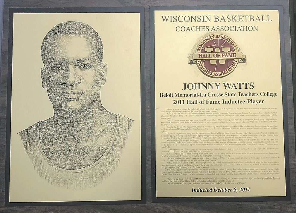  Photo of Johnny Watts and article plaque
